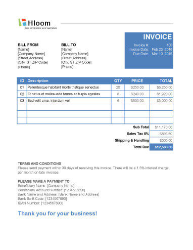 19 Blank Invoice Templates in MS Excel.