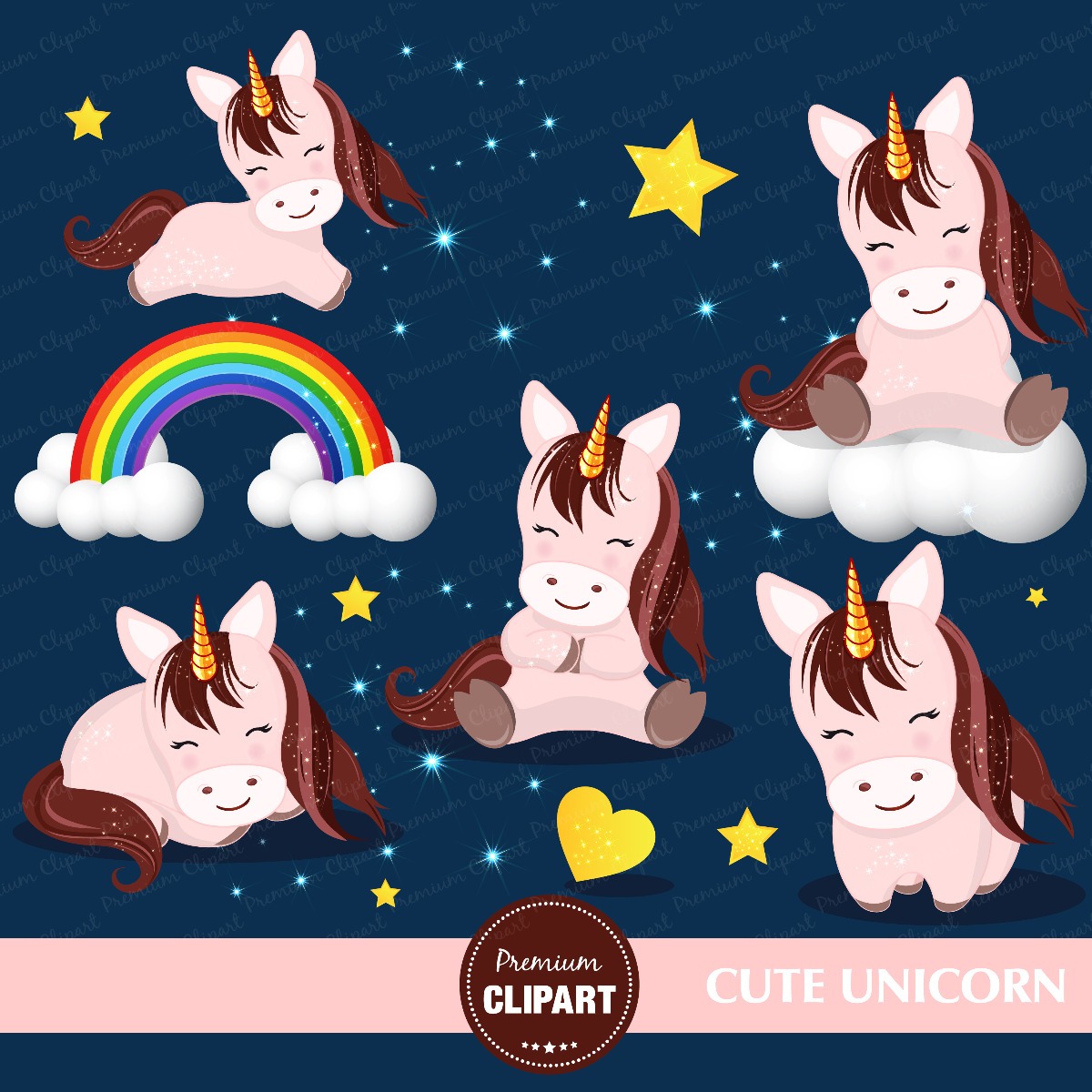 Kit Imprimible Unicornios Pack De Imagenes Png Clipart Cod 5.