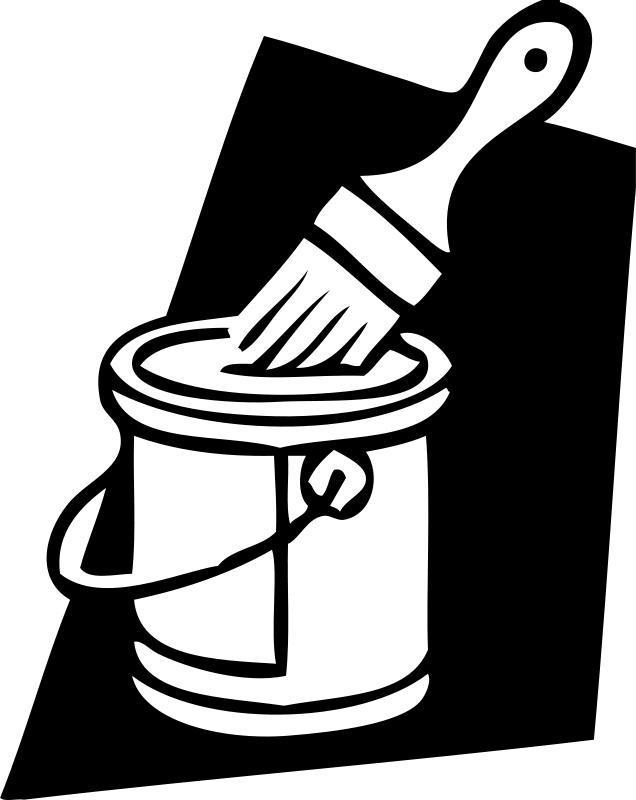 Free Clipart: Paint can and brush.