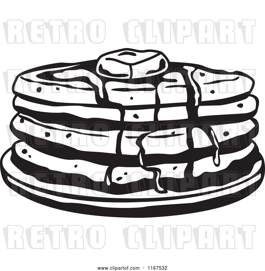 Vector Clip Art of Retro Stack of Pancakes with Butter and.