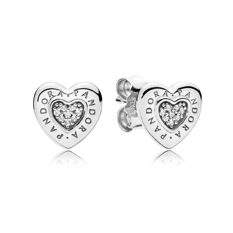 Pandora Logo Heart Stud Earrings 297382CZ.