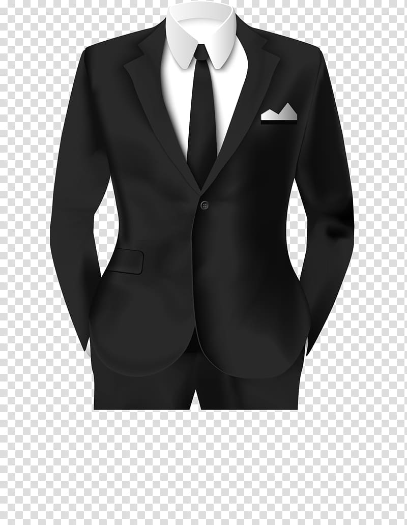 Black notch lapel suit jacket and dress pants, Tuxedo Suit.