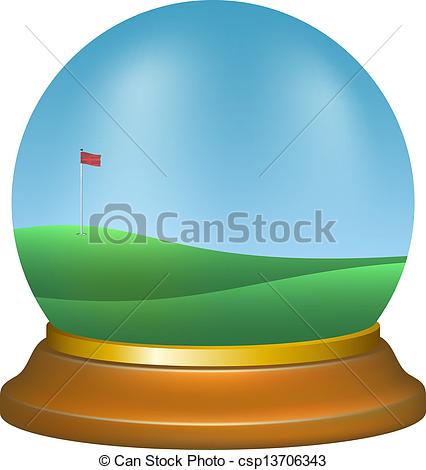 EPS Vector of Paper weight with golf scenery on white background.