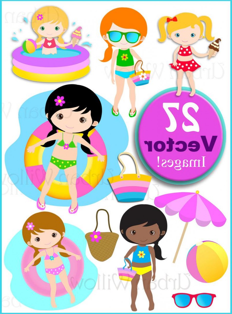 Pool Party Clip Art Vector Graphics Cute.