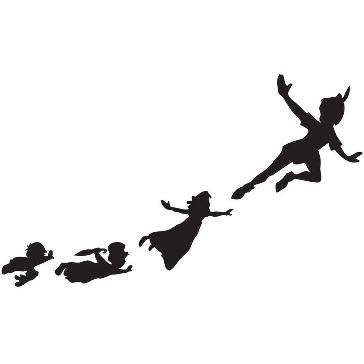 Peter Pan Flying To Neverland Silhouette.