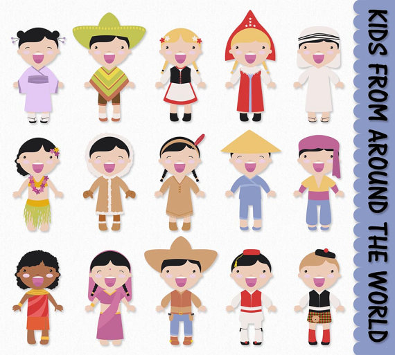 Children from Around the World Clip Art Graphics Kids Clipart.