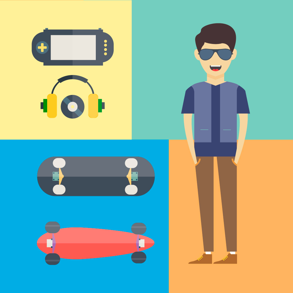 People vector characters with tools and objects. Free illustration.