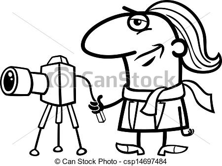 Vector of photographer cartoon coloring page.