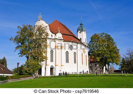 Stock Image of Pilgrimage Church of Wies is one of the word.