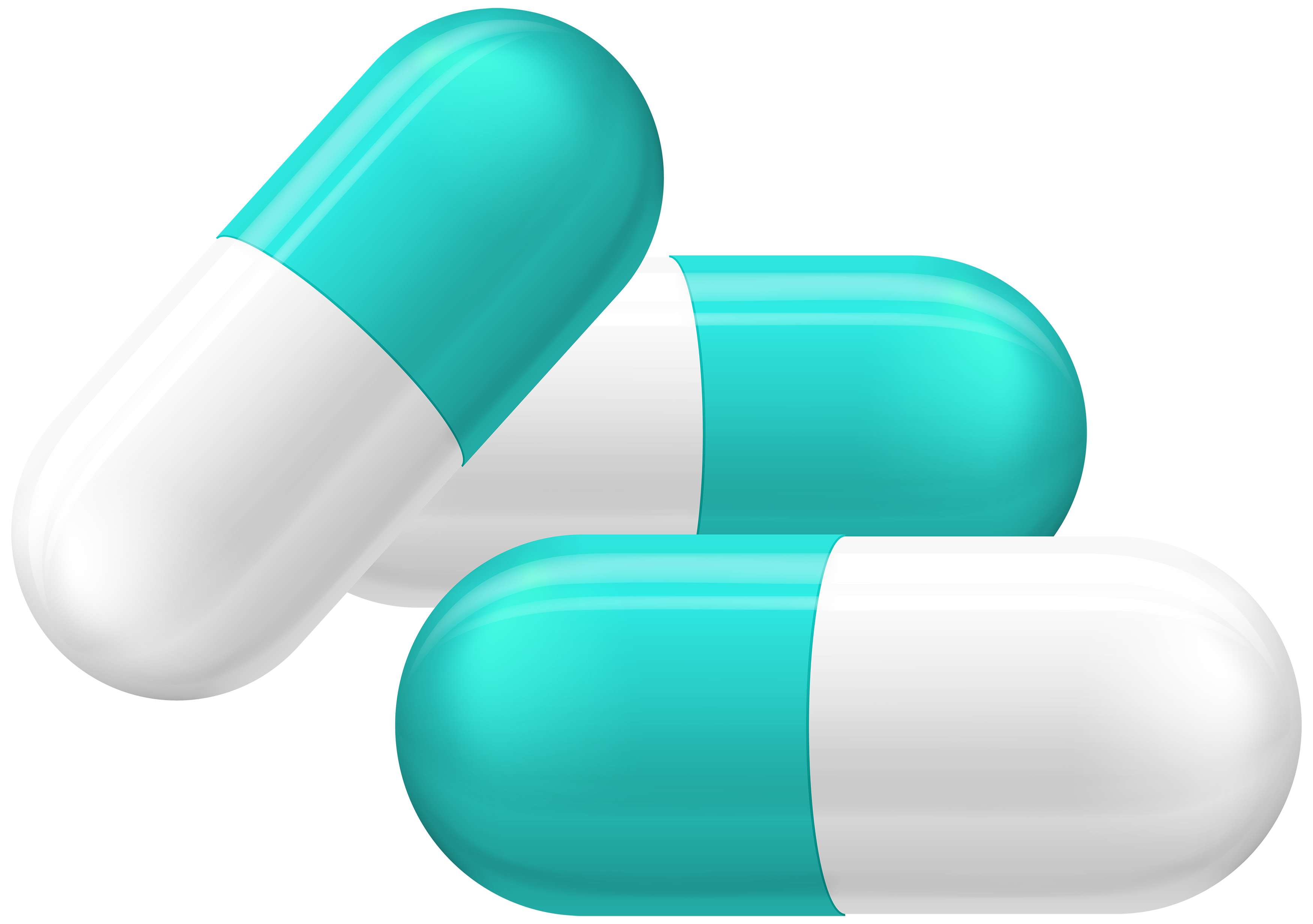 White and Blue Pill Capsules PNG Clipart.