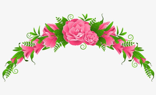 Green Leaves Pink Flowers Headband PNG, Clipart, Flowers.