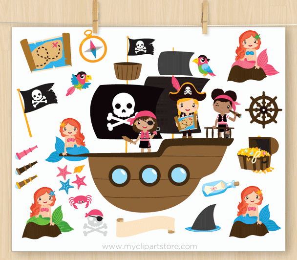 Girl Pirates Clipart.