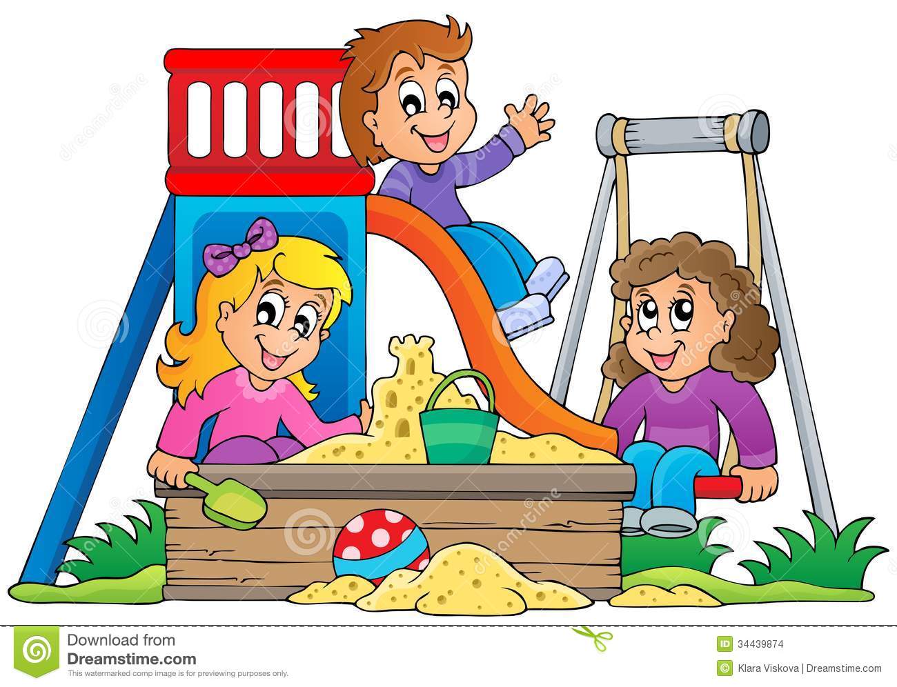 Children Playing At School Clip Art