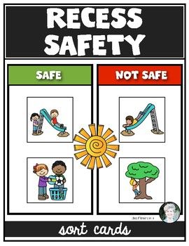 Recess Playground Safety Sorting Cards for Kindergarten.