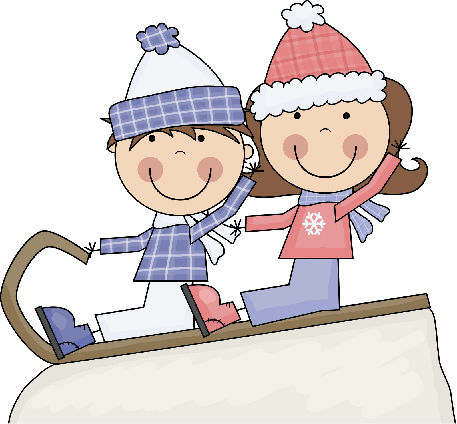 Kids playing in snow clipart clip art.