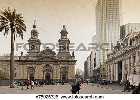 Stock Images of cathedral of plaza de armas in santiago de chile.