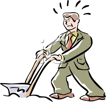 Businessman Plowing in a Suit Metaphor.