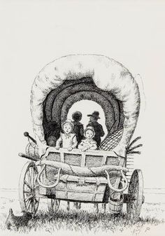 Pencil drawings of Wagons.