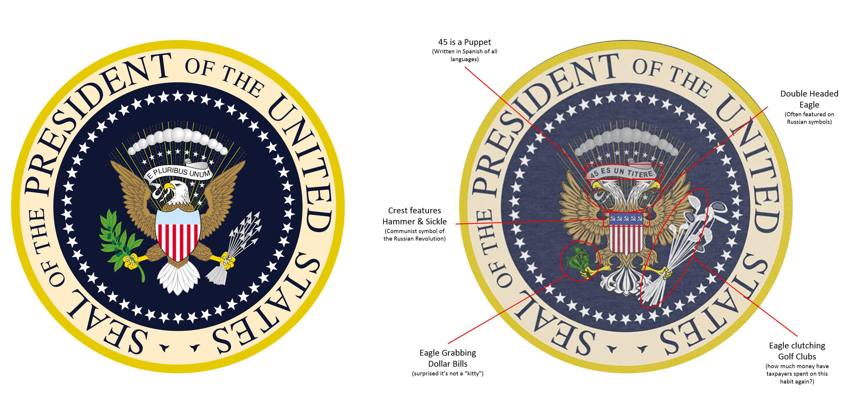 The New Presidential Seal vs Original : PoliticalHumor.