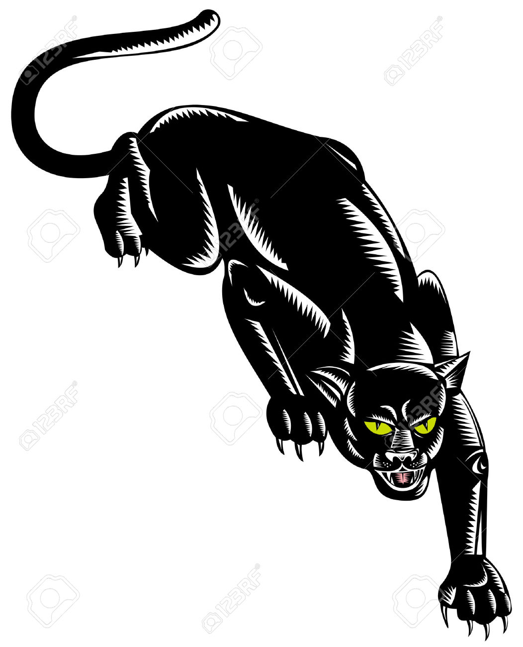 Panther On The Prowl Ready To Attack Royalty Free Cliparts.