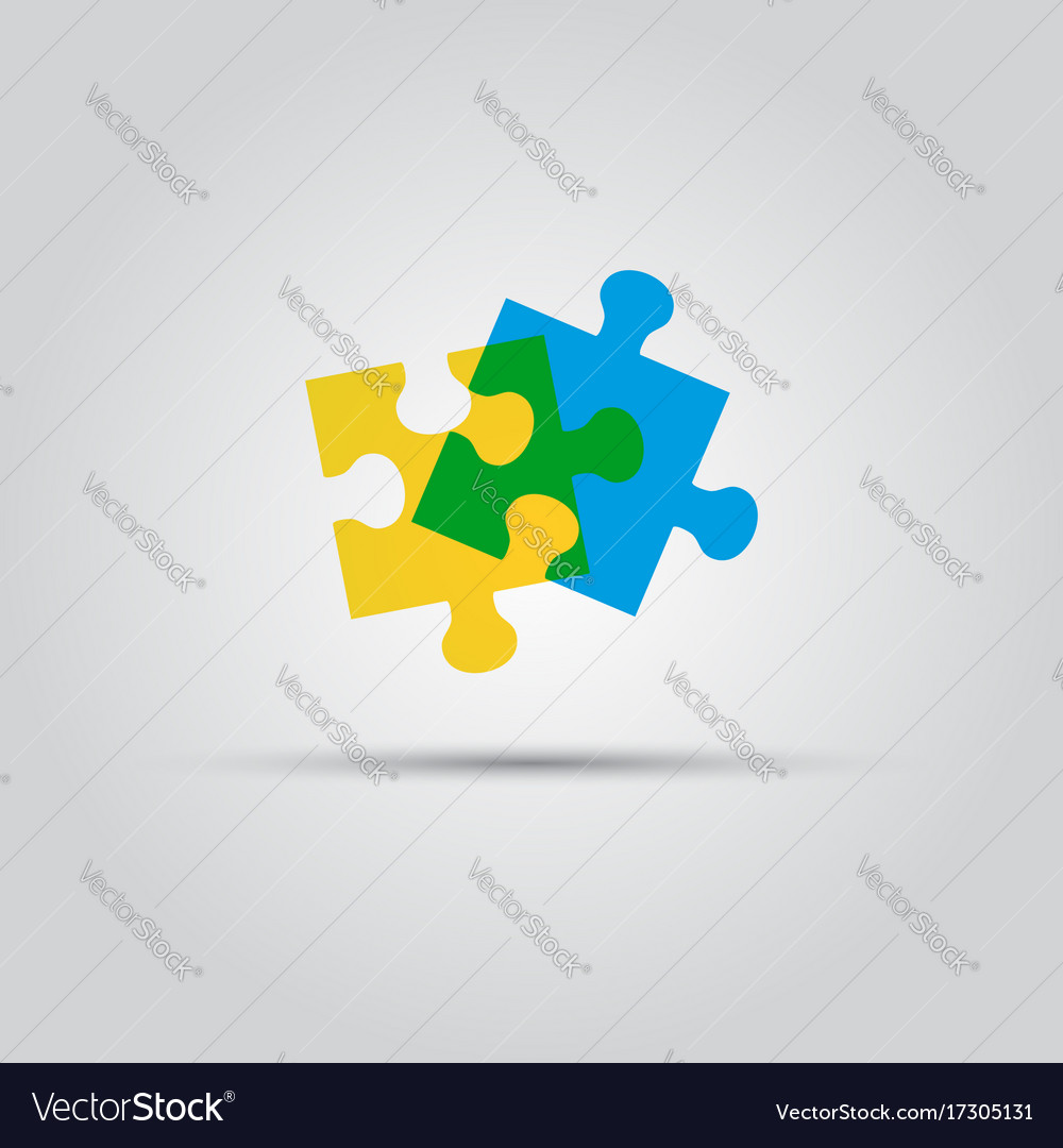 Two puzzle pieces isolated colored logo.