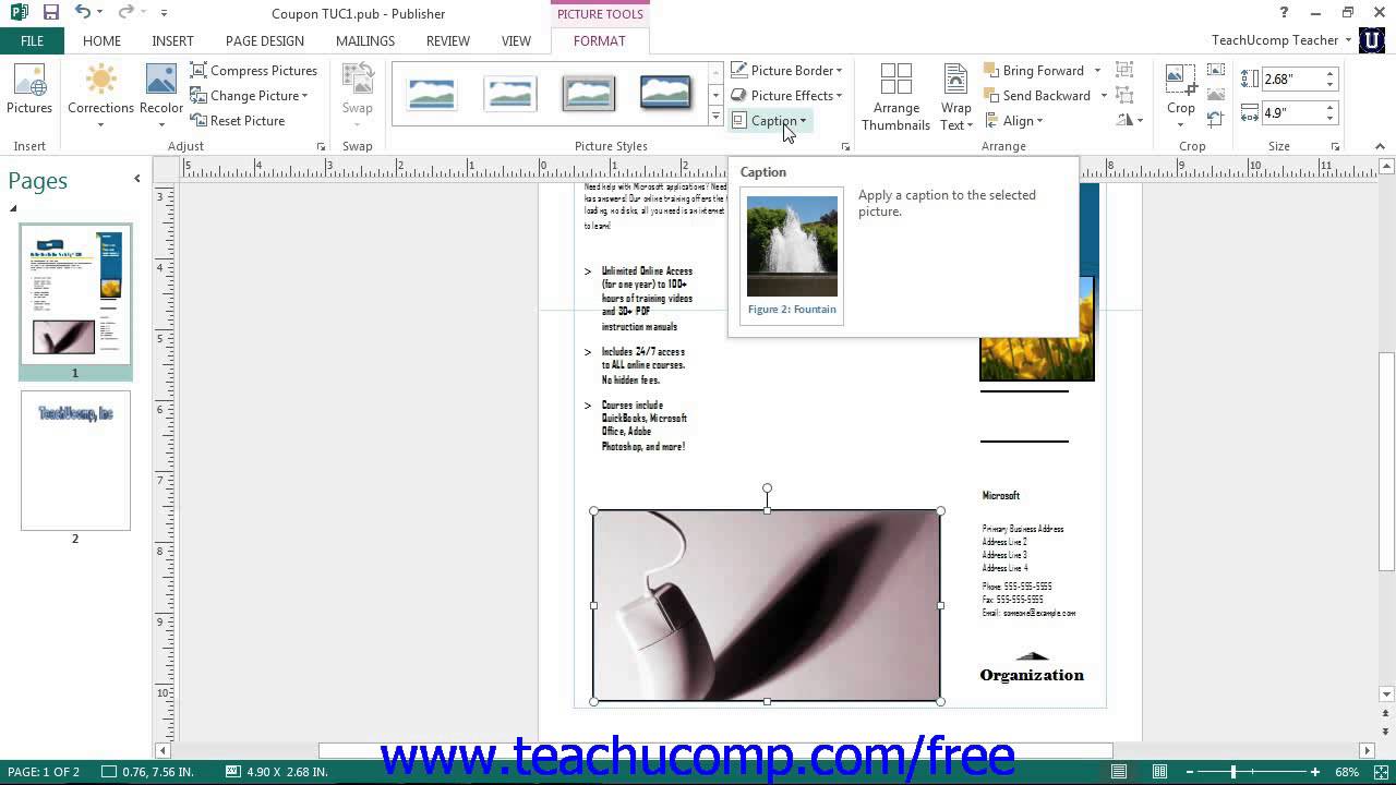 Publisher 2013 Tutorial Formatting Clip Art and Pictures Microsoft Training  Lesson 4.3.