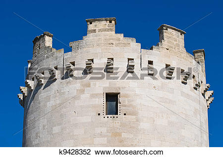 Clip Art of Queen's tower. Castle of Lucera. Puglia. Italy.