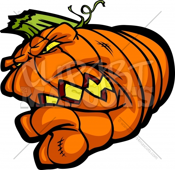 Pumpkin Head Clipart Cartoon Vector Halloween Image.