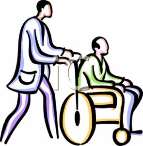 Pushing wheelchair clipart image #38469.