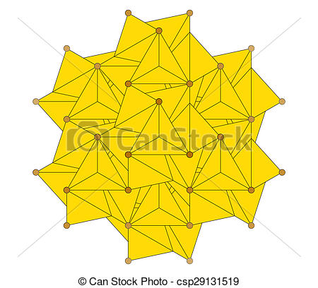 Clipart of Pyrite (fool's gold) mineral, crystal structure.