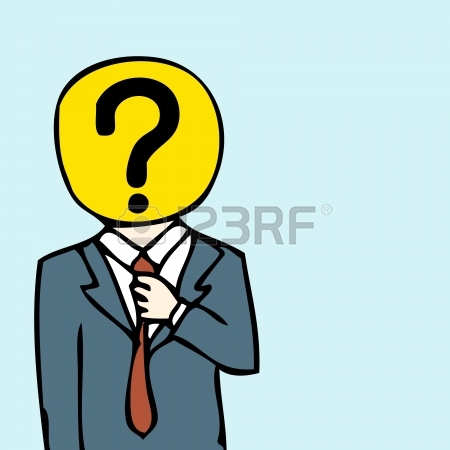 Illustration Of Hand Drawn Businessman With Question Mark Head.