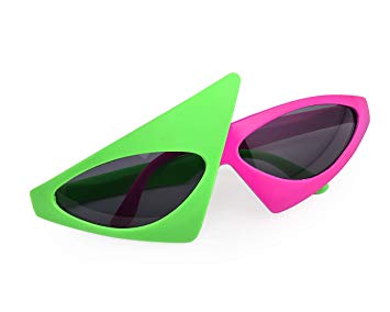 SCSpecial Novelty Party Sunglasses 80s Asymmetric Glasses Hot Pink Neon  Green Glasses Hip Hop Dance Halloween Party.