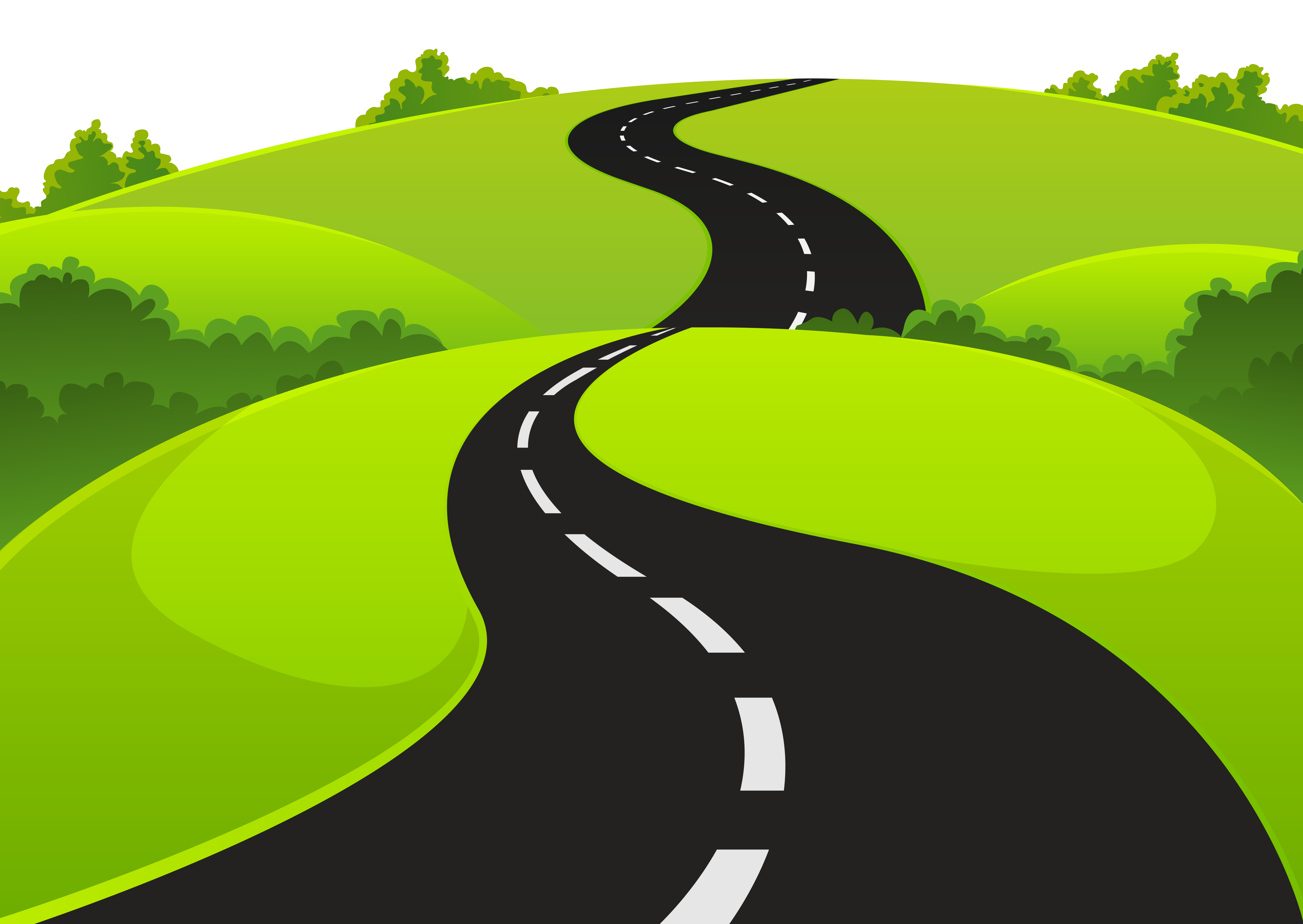 Road and Grass PNG Clipart Picture.