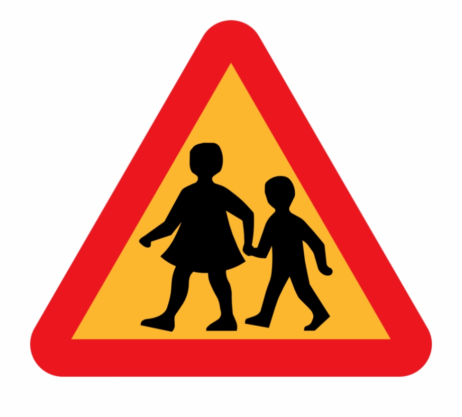 Child And Parent Crossing Road Sign Clip Art Free Vector.