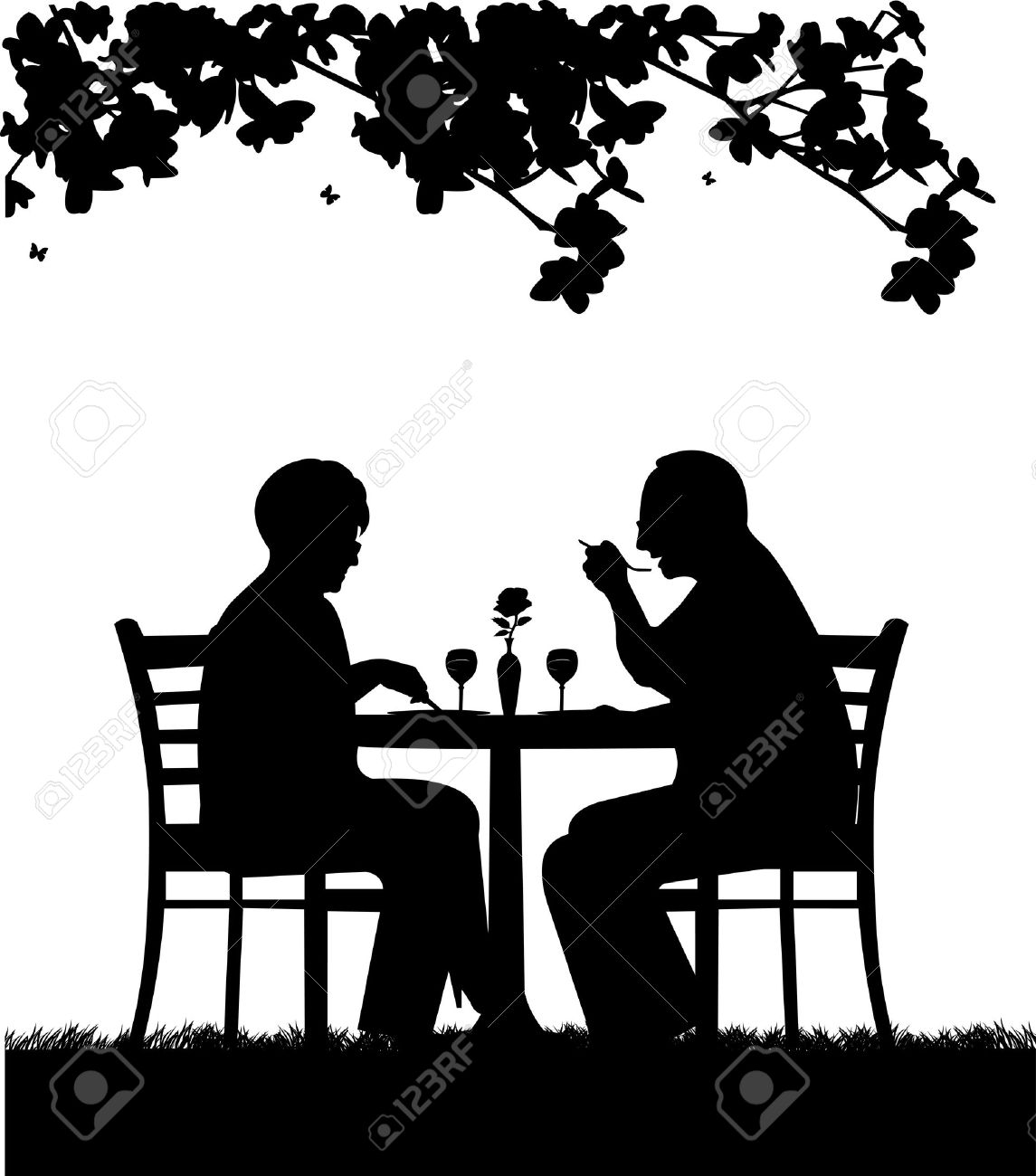 Romantic Dinner Clipart Black And White.