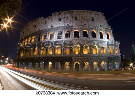 Stock Photo of collosseum rome italy night k0738384.