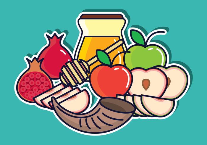 Rosh Hashanah Vector Illustration.