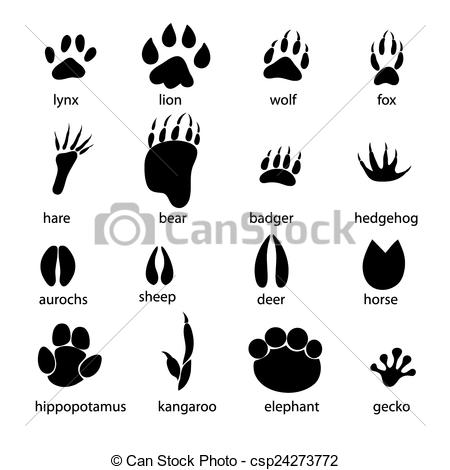 Vectors Illustration of set of different animal tracks.