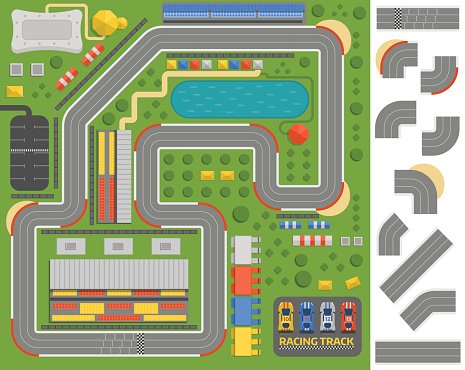 Race track curve road Clipart Image.