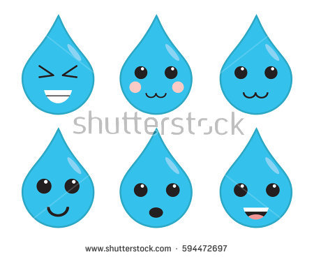 Water Drop Cartoon Character Different Face Stock Vector 163001876.