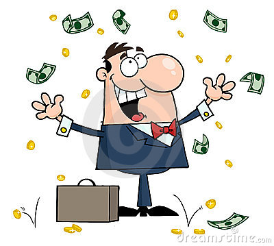 Winning Man Under Falling Money Royalty Free Stock Photos.