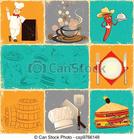 Vector of Retro Food Collage.