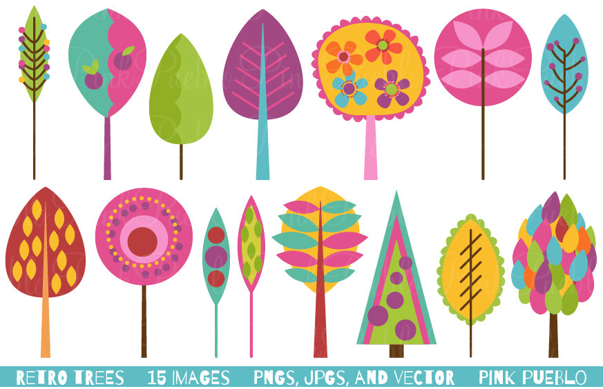 Retro Tree Clipart Clip Art Vintage Trees Clip Art Clipart.