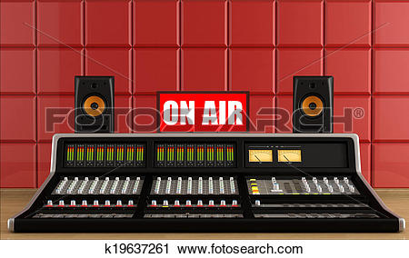 Clipart of Professional audio mixer in a recording studio.