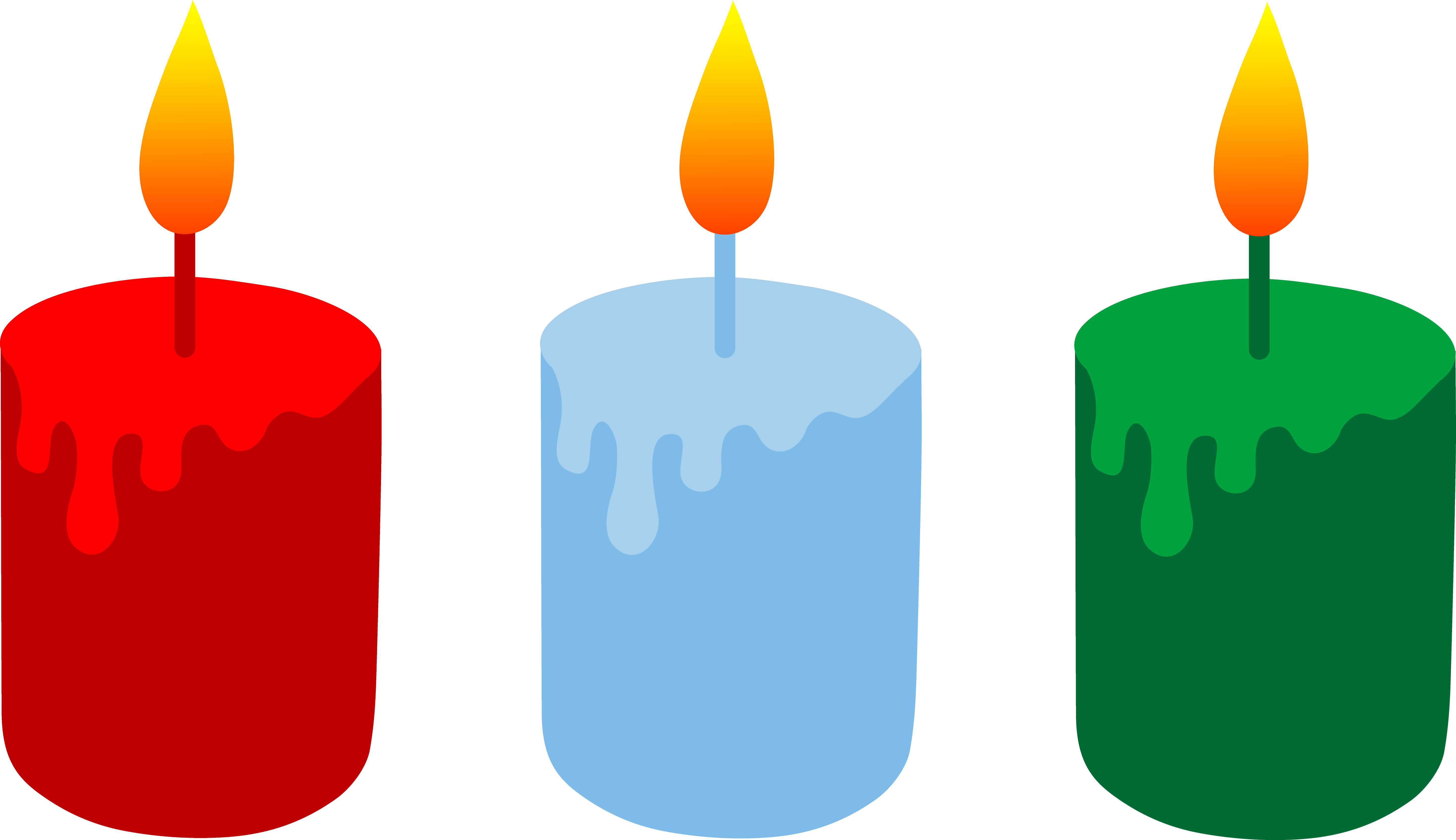 Red Blue and Green Christmas Candles.