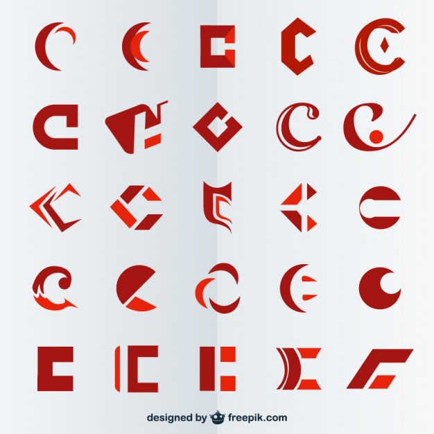 Red polygonal logos collection Vector.