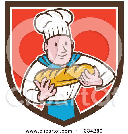 Clipart Of A Retro Loaf Of Breadon A Cutting Board With A Knife.