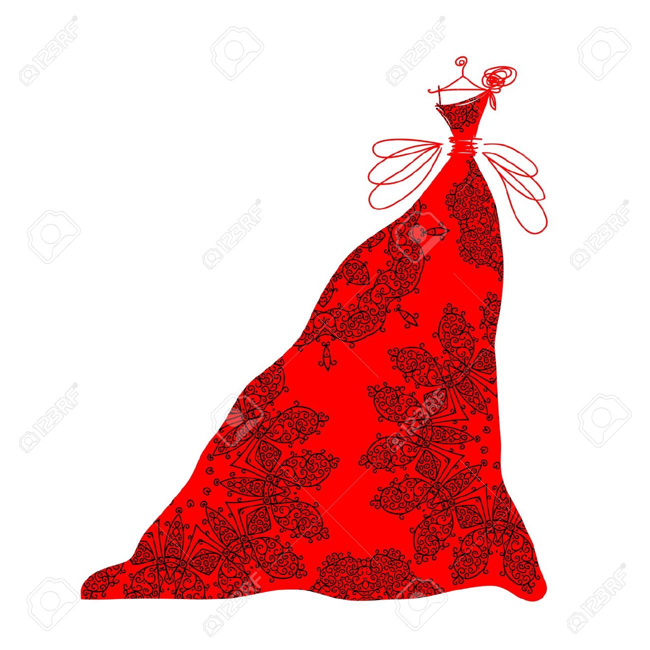 Red Dinner Dress Clipart.