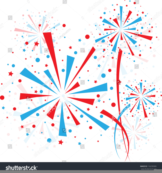 Red White And Blue Fireworks Clipart.