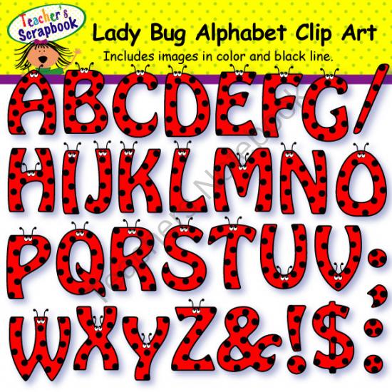 Ladybug Alphabet Clip Art from TeacherScrapbook on.